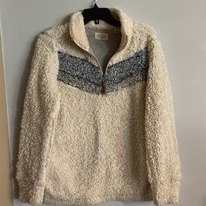Weatherproof Fuzzy Warm Sweater Cream 1/4 quarter zip GUC